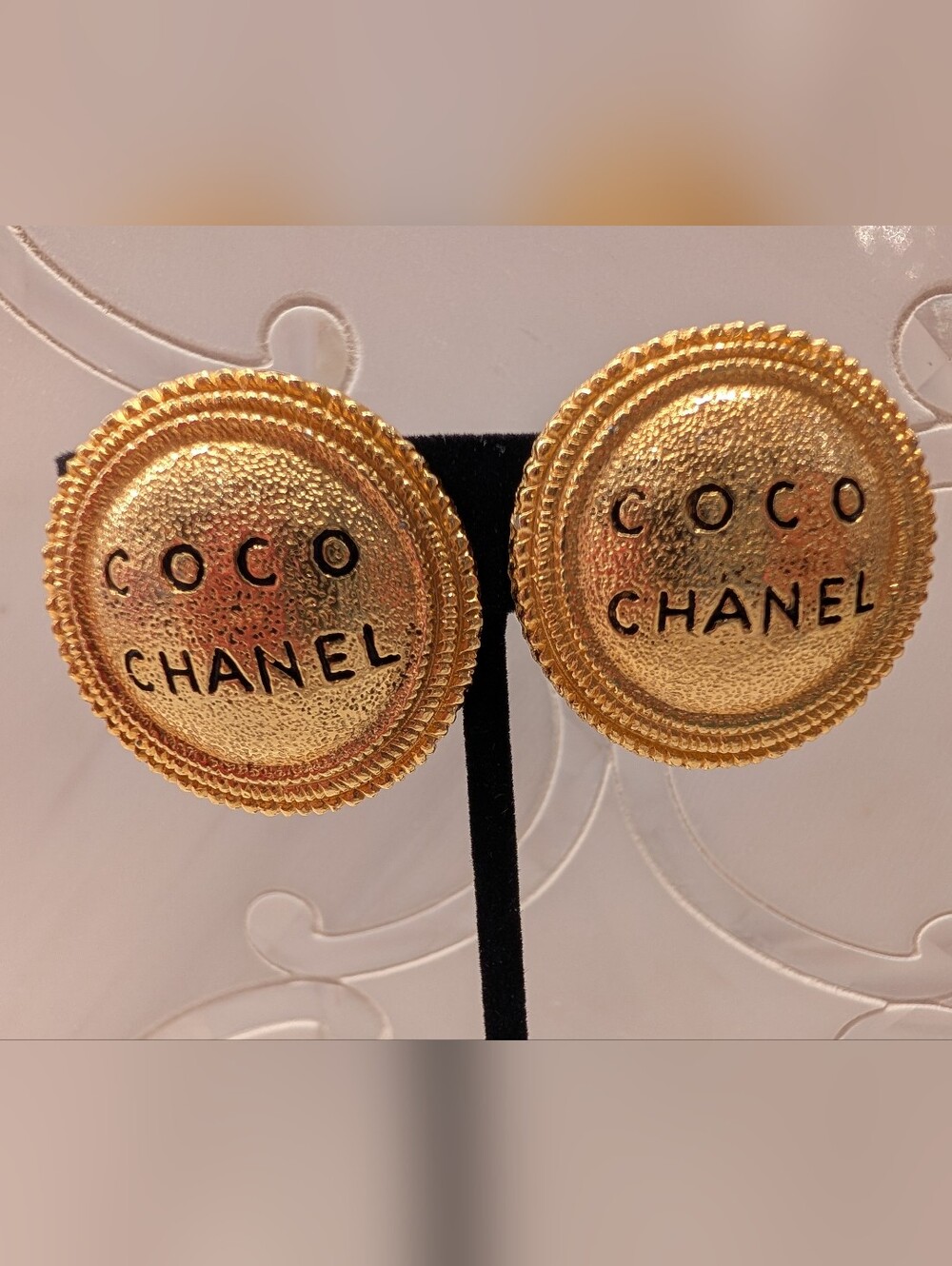 CHANEL Vintage Gold Coco Chanel Logo Clip-On Earrings